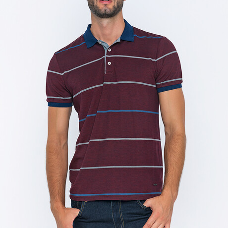 BA398189 // Men's Polo Shirt Short Sleeve	 // Bordeaux + Gray (S)
