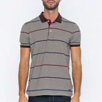 BA720228 // Men's Polo Shirt Short Sleeve	 // Brown + Bordeaux (S)