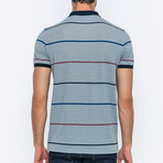 BA539107 // Men's Polo Shirt Short Sleeve	 //  Gray Melange + Indigo (S)
