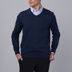 BA851280 // Men's V Neck Pullover // Navy Melange (S)