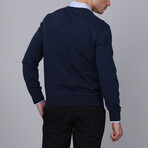 BA851280 // Men's V Neck Pullover // Navy Melange (S)