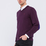 V-Neck Logo Pullover // Damson (S)