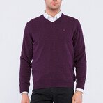 V-Neck Logo Pullover // Damson (S)