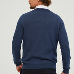 V-Neck White Logo Pullover // Indigo (S)