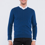 V-Neck Blue Logo Pullover // Indigo (S)