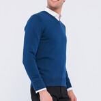 V-Neck Blue Logo Pullover // Indigo (S)