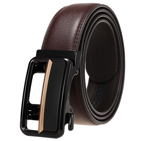 CEAUTB156 // Leather Belt - Automatic Buckle // Brown + Black Buckle