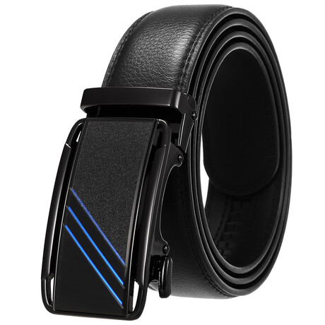 CEAUTB126 // Leather Belt - Automatic Buckle // Black + Black & Blue Buckle