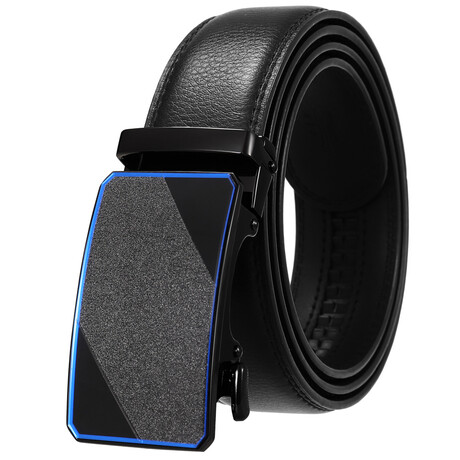 CEAUTB133 // Leather Belt - Automatic Buckle // Black + Black & Blue Buckle