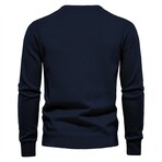 Crewneck Diamond Pattern Knit Sweater // Blue (M)