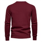 Crewneck Diamond Pattern Knit Sweater // Red (XS)
