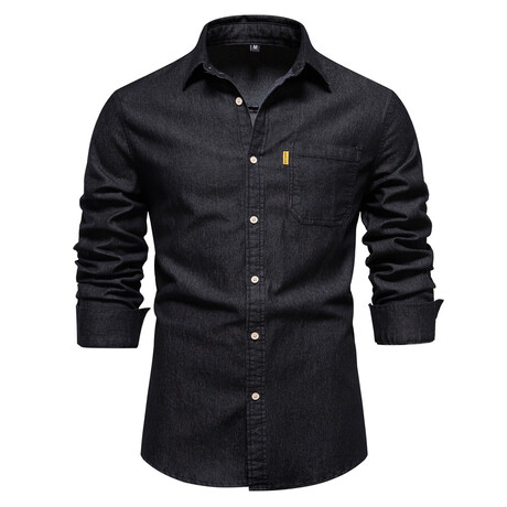 Denim Long Sleeve Button Up Field Shirt V2 // Black (XS)
