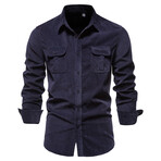 Long Sleeve Button Up Field Shirt V1 // Dark Blue (S)