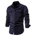 Long Sleeve Button Up Field Shirt V1 // Dark Blue (XS)