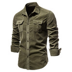 Long Sleeve Button Up Field Shirt V1 // Green (XL)