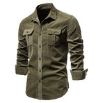 Long Sleeve Button Up Field Shirt V1 // Green (S)