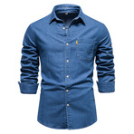 Denim Long Sleeve Button Up Field Shirt V2 // Blue (L)