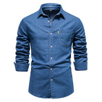 Denim Long Sleeve Button Up Field Shirt V2 // Blue (M)