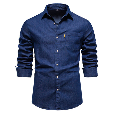 Denim Long Sleeve Button Up Field Shirt V2 // Navy Blue (XS)