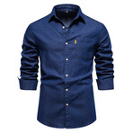 Denim Long Sleeve Button Up Field Shirt V2 // Navy Blue (XL)