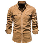Long Sleeve Button Up Field Shirt V1 // Brown (M)