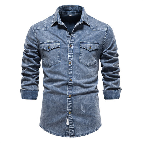 Long Sleeve Button Up Field Shirt V2 // Dark Blue (XS)