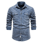 Long Sleeve Button Up Field Shirt V2 // Dark Blue (L)