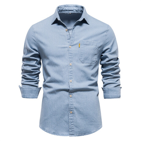 Denim Long Sleeve Button Up Field Shirt V2 // Light Blue (XS)
