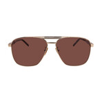 Gucci // Mens GG1164S 002 Navigator Sunglasses // Gold Brown + Brown
