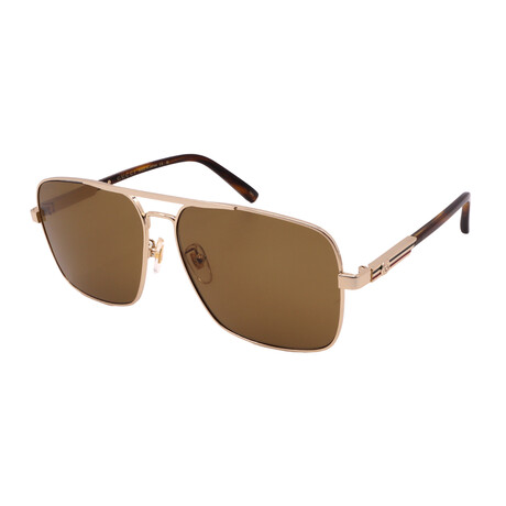 Gucci // Mens GG1289S 002 Pilot Sunglasses // Gold Havana + Brown