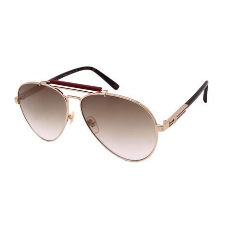 Gucci // Mens GG1287S 002 Pilot Sunglasses // Gold Havana + Gradient Brown
