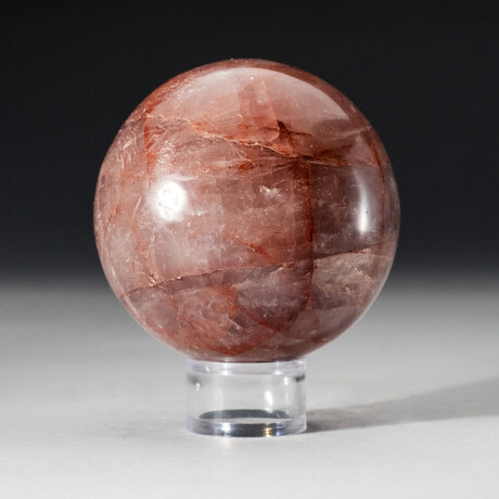 Genuine Polished Strawberry Quartz Sphere from Madagascar with Acrylic Display Stand // 2 lbs