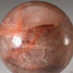 Genuine Polished Strawberry Quartz Sphere from Madagascar with Acrylic Display Stand // 2 lbs