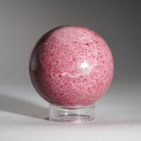 Genuine Polished Imperial Rhodonite Sphere with Acrylic Display Stand // 2.1 lbs