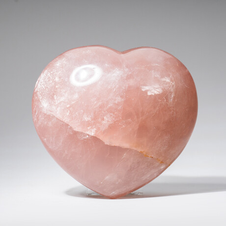 Genuine Polished Rose Quartz Heart from Brazil  with Acrylic Display Stand // 1.8 lbs