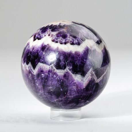 Genuine Polished Chevron Amethyst Sphere from Brazil with Acrylic Display Stand // 2.5 lbs
