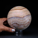 Genuine Polished Brown Banded Onyx Sphere from Mexico with Acrylic Display Stand // 4.5 lbs