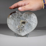 Genuine Polished Agate Geode Heart from Brazil with Acrylic Display Stand // 2.5 lbs