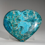 Genuine Polished Blue Apatite Heart with Acrylic Display Stand // 1.2 lbs