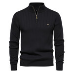 Striped Quarter Zip Pullover // Black (S)