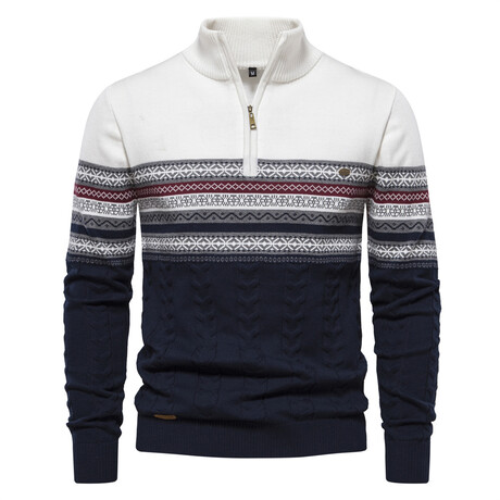 Quarter Zip Sweater // White (XS)