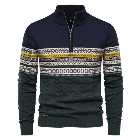 Quarter Zip Sweater // Navy Blue (XS)