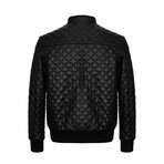 Mock Neck Bomber Quilted Jacket // Black (XL)