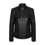 Racer Quilted Shoulders + Arms Jacket  // Sytle 3 // Black (L)