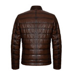 Striped Quilted Jacket // Chestnut (L)