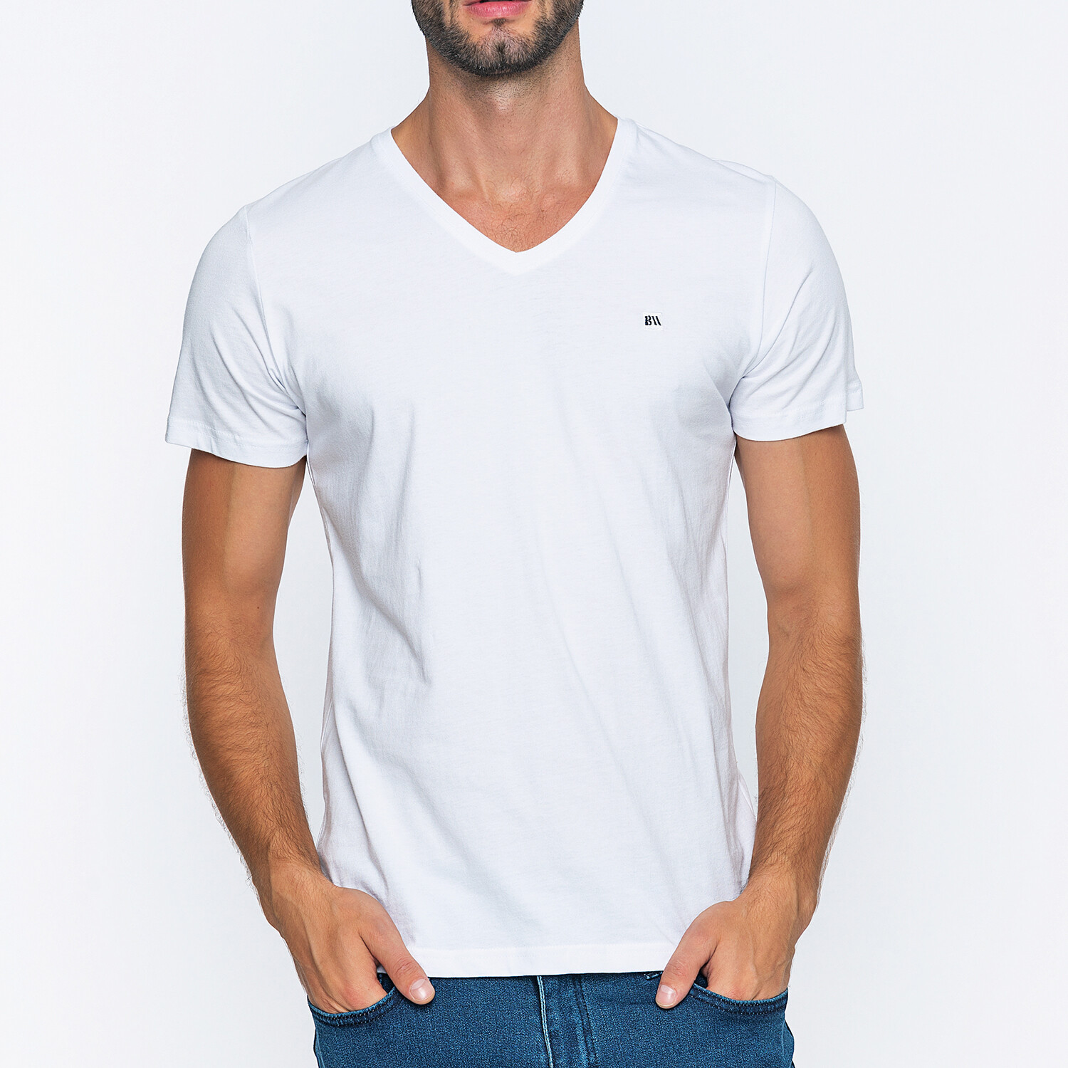 Men's V-Neck T-Shirt // White (3XL) - Basics&More Assorted Tees