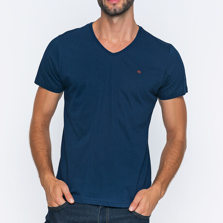 Men's V-Neck T-Shirt // Navy // Style 2 (S)