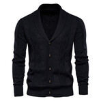 Knit Button-Up Cardigan // Black (XL)