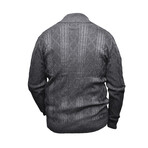 Knit Button-Up Cardigan // Dark Gray (XL)