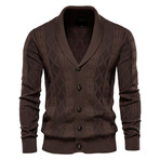 Knit Button-Up Cardigan // Coffee (L)
